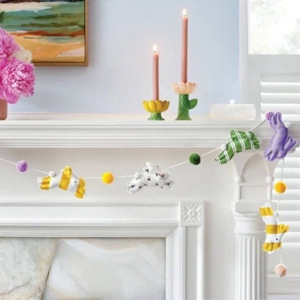 Threshold Easter Bunny Fabric & Pom Pom Garland Holiday Home Decor 6ft